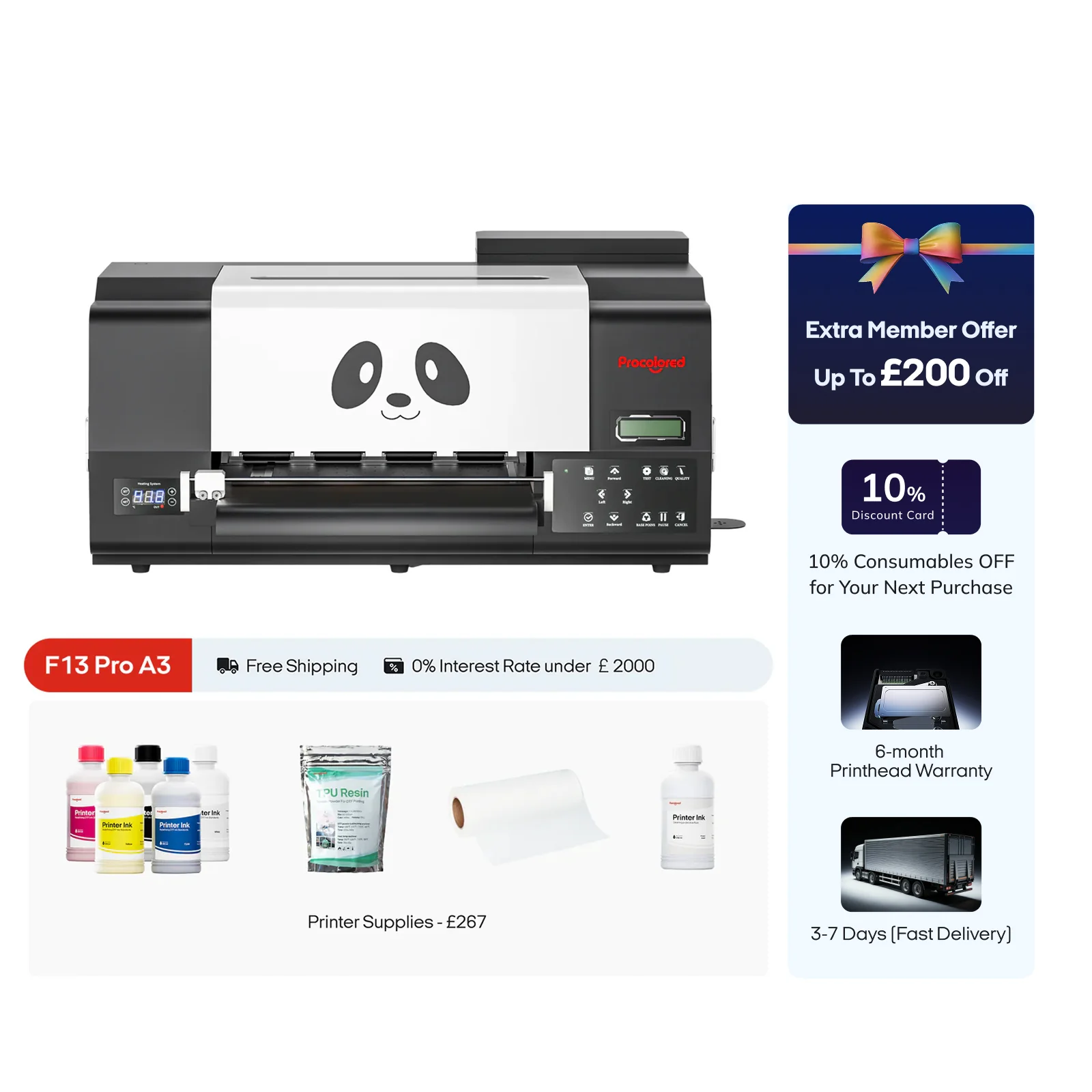 Procolored F13 Pro Panda DTF Printer 13" A3 Dual XP600 - Image 6