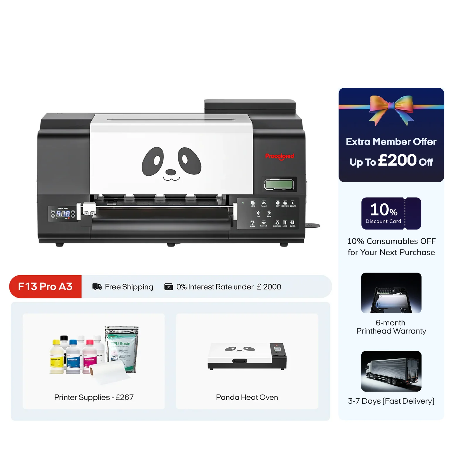 Procolored F13 Pro Panda DTF Printer 13" A3 Dual XP600 & Oven - Image 7